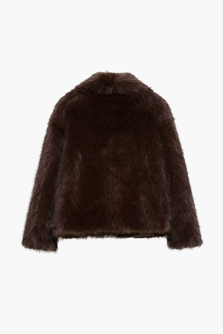Moncelia Ebba Faux Fur Wide Collar Short Coat