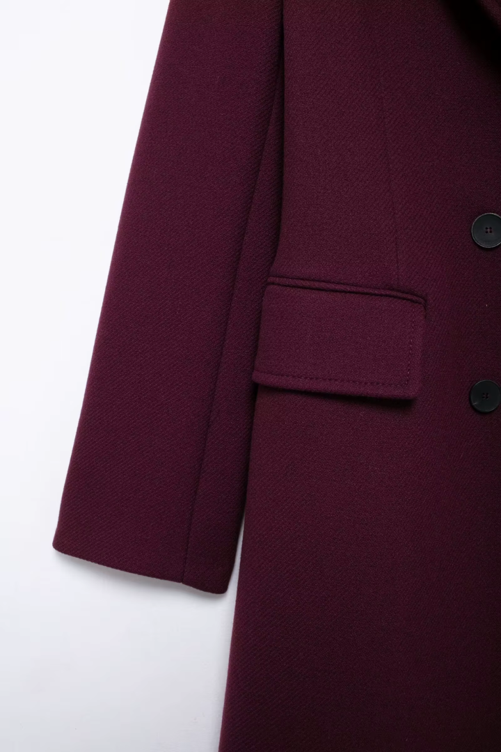 Moncelia Esme Double-Breasted Longline Wool-Blend Coat