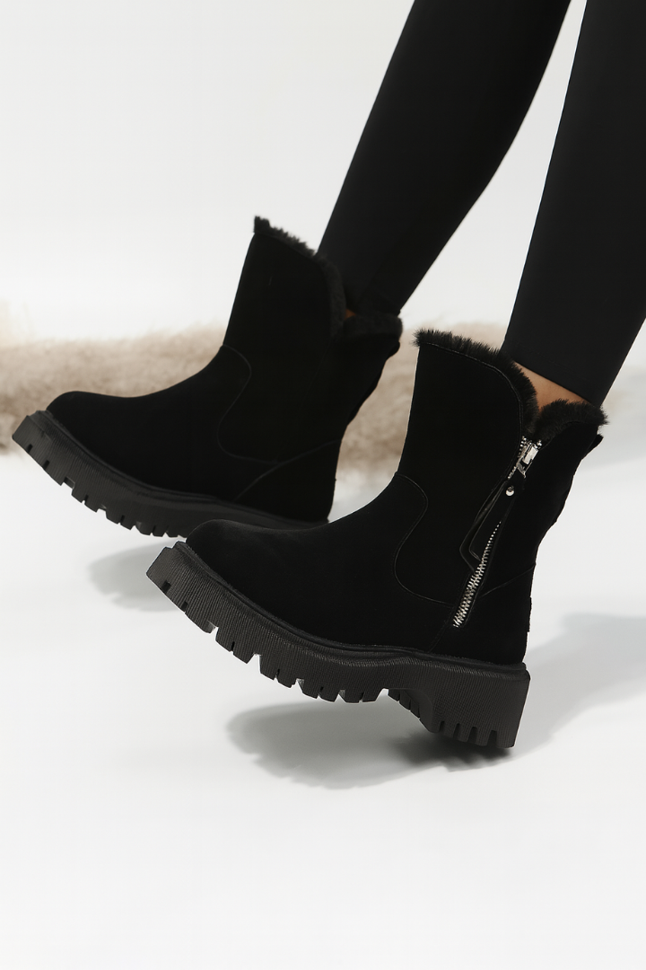Moncelia Sixtine Fleece-Lined Faux Suede Ankle Boots
