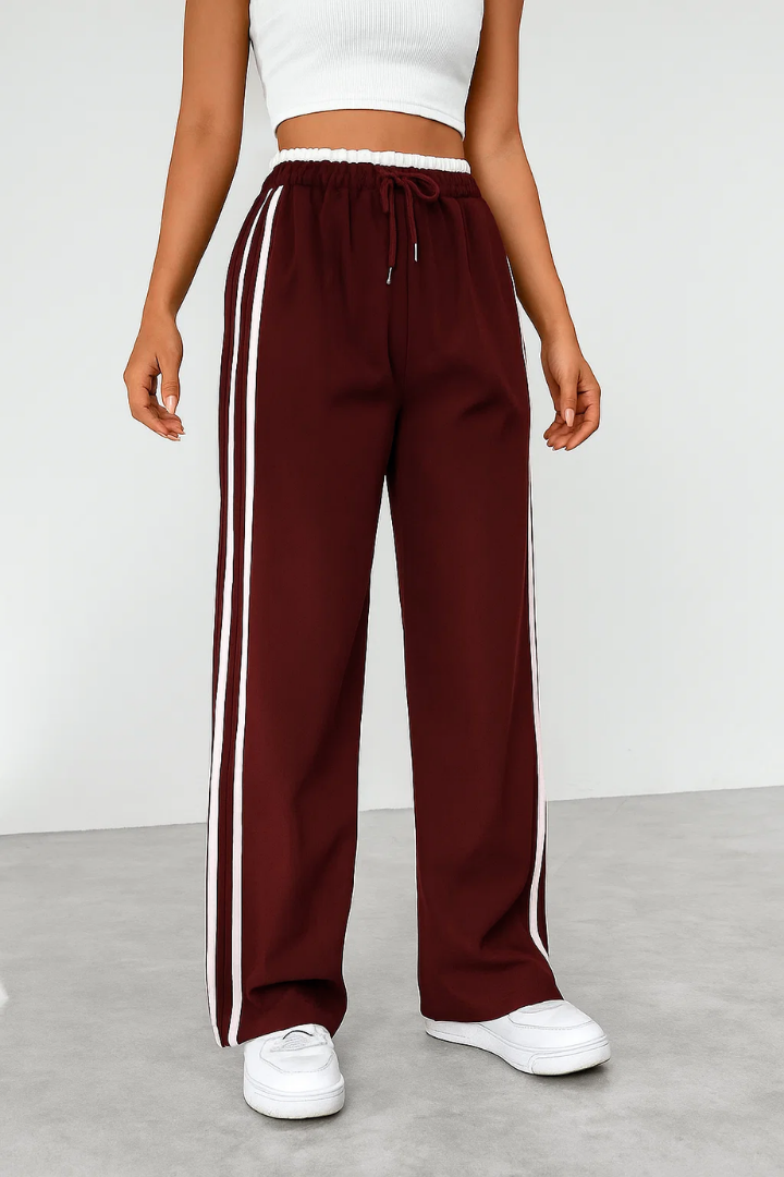 Moncelia Fausta Side-Stripe Pull-On Track Pants