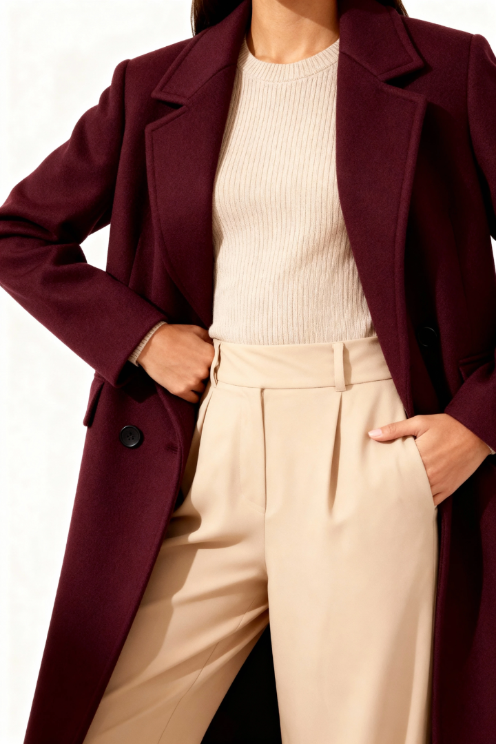 Moncelia Esme Double-Breasted Longline Wool-Blend Coat