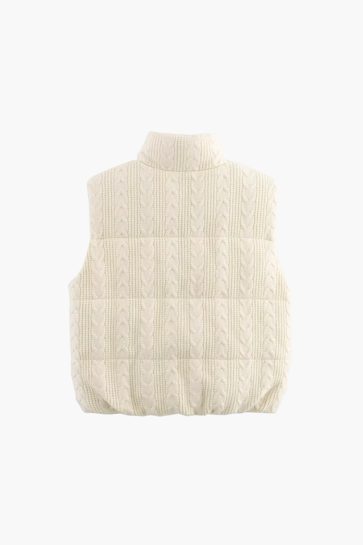 Moncelia Vigdis Cable-Knit Quilted Puffer Vest