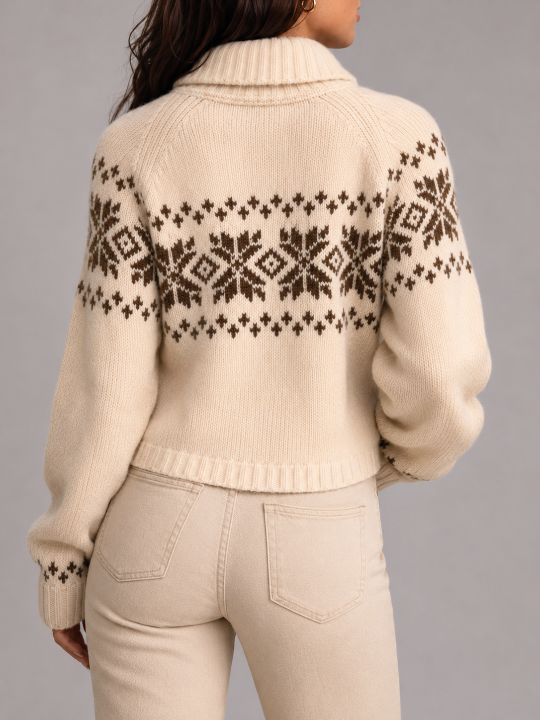 Moncelia Ariane Fair Isle Zip-Front Knit Cardigan