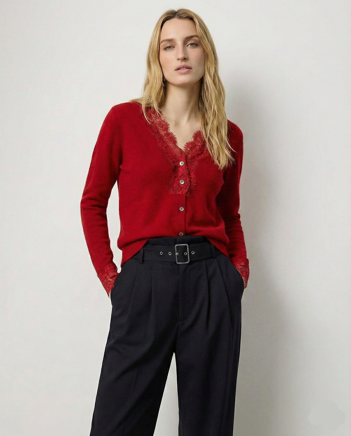 Moncelia Amelia Cashmere-Blend Lace Cardigan