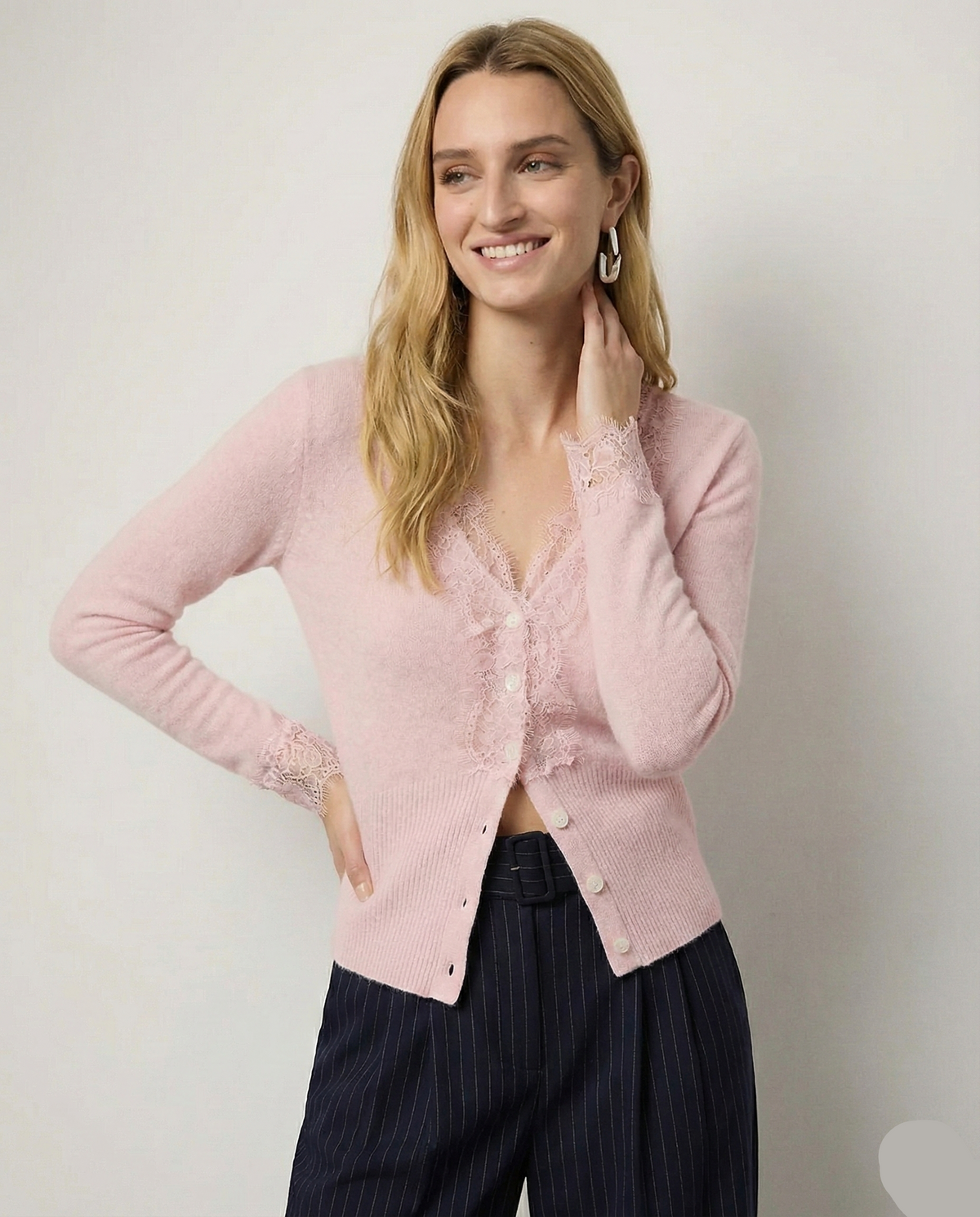 Moncelia Amelia Cashmere-Blend Lace Cardigan