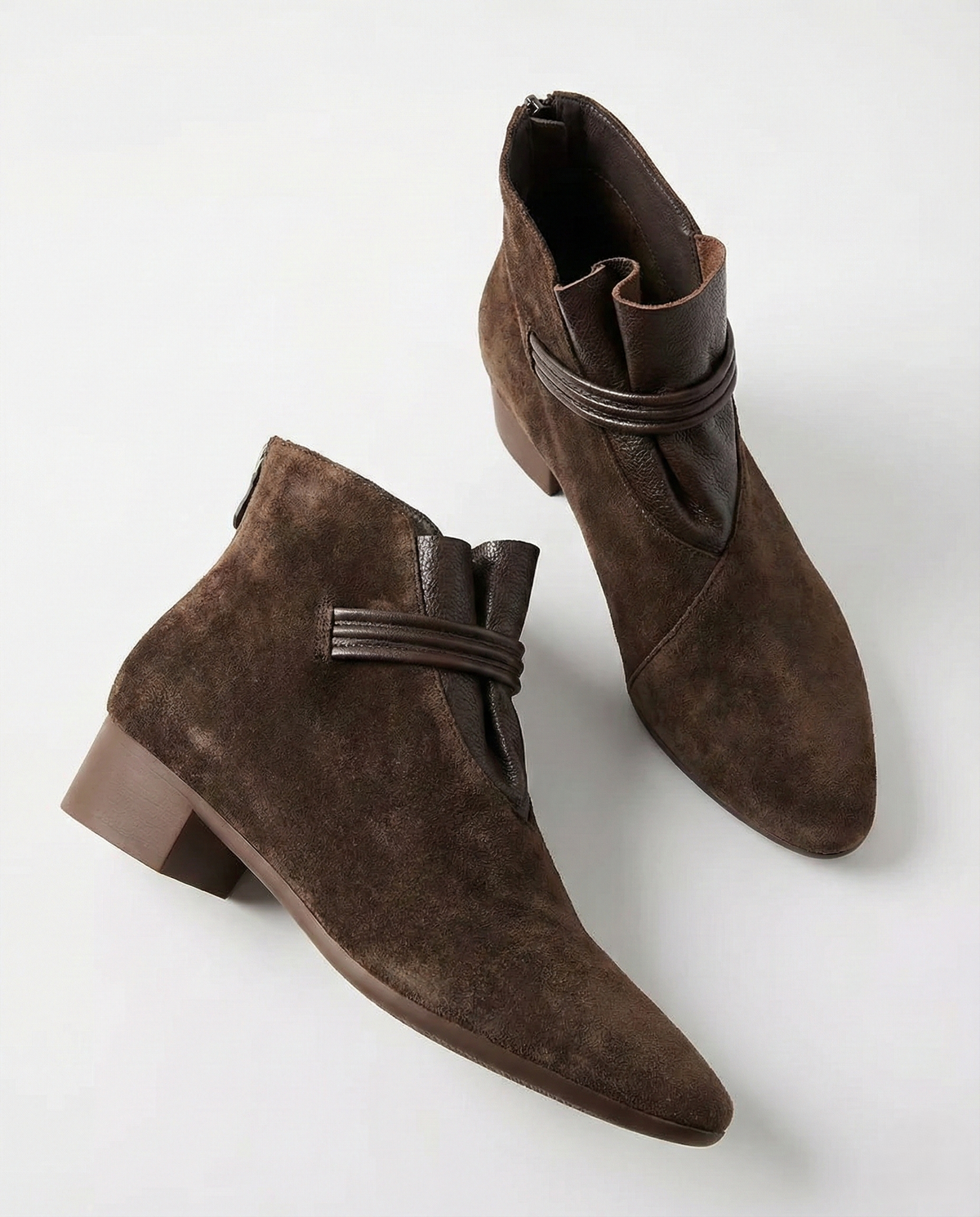 Moncelia Fabia Pointed-Toe Faux Suede Ankle Boots