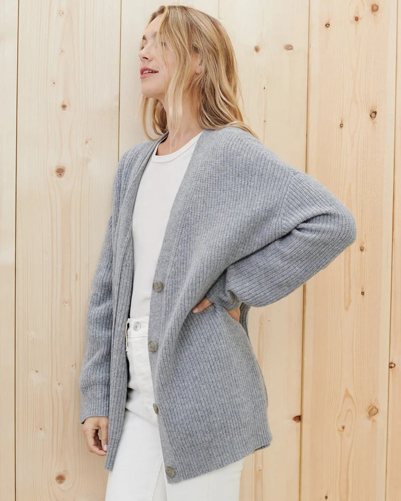 Moncelia Marian Oversized Ribbed V-Neck Cardigan