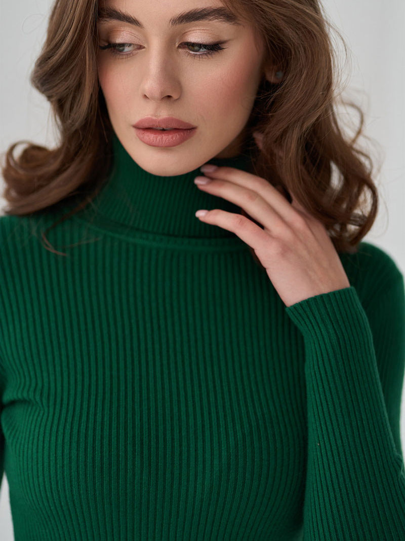 Moncelia Dagny Cotton-Blend Ribbed Knit Turtleneck Sweater
