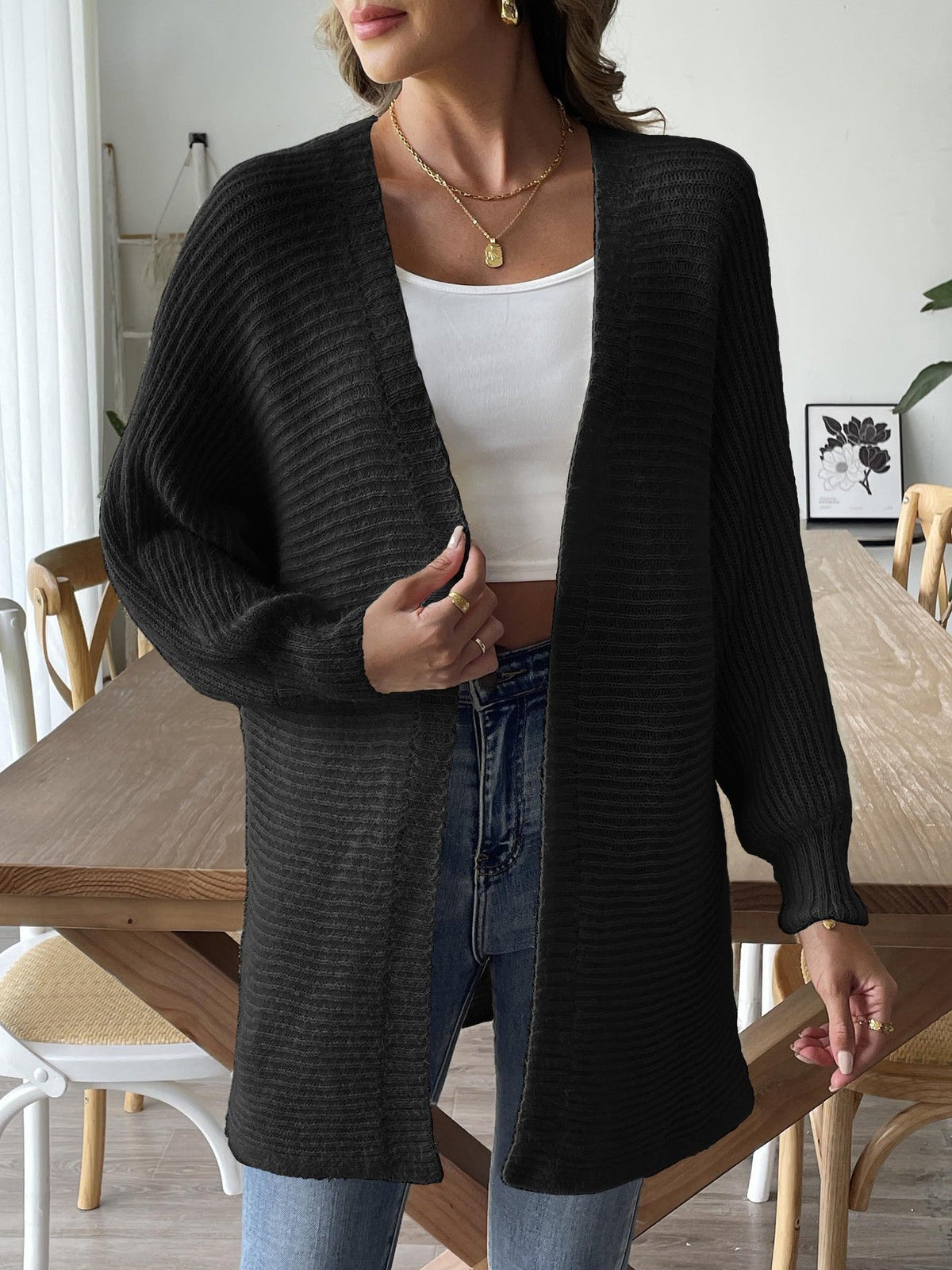 Moncelia Lavena Woven Faux Mink Cardigan