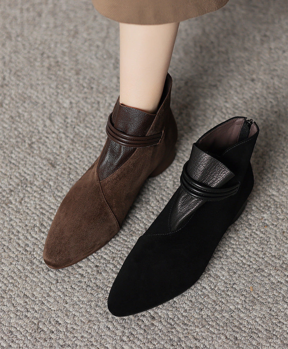 Moncelia Fabia Pointed-Toe Faux Suede Ankle Boots