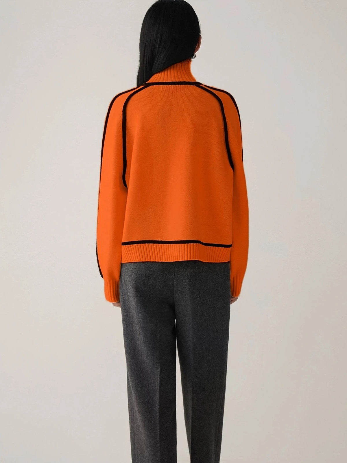Moncelia Ornella Contrast Piping Turtleneck Sweater