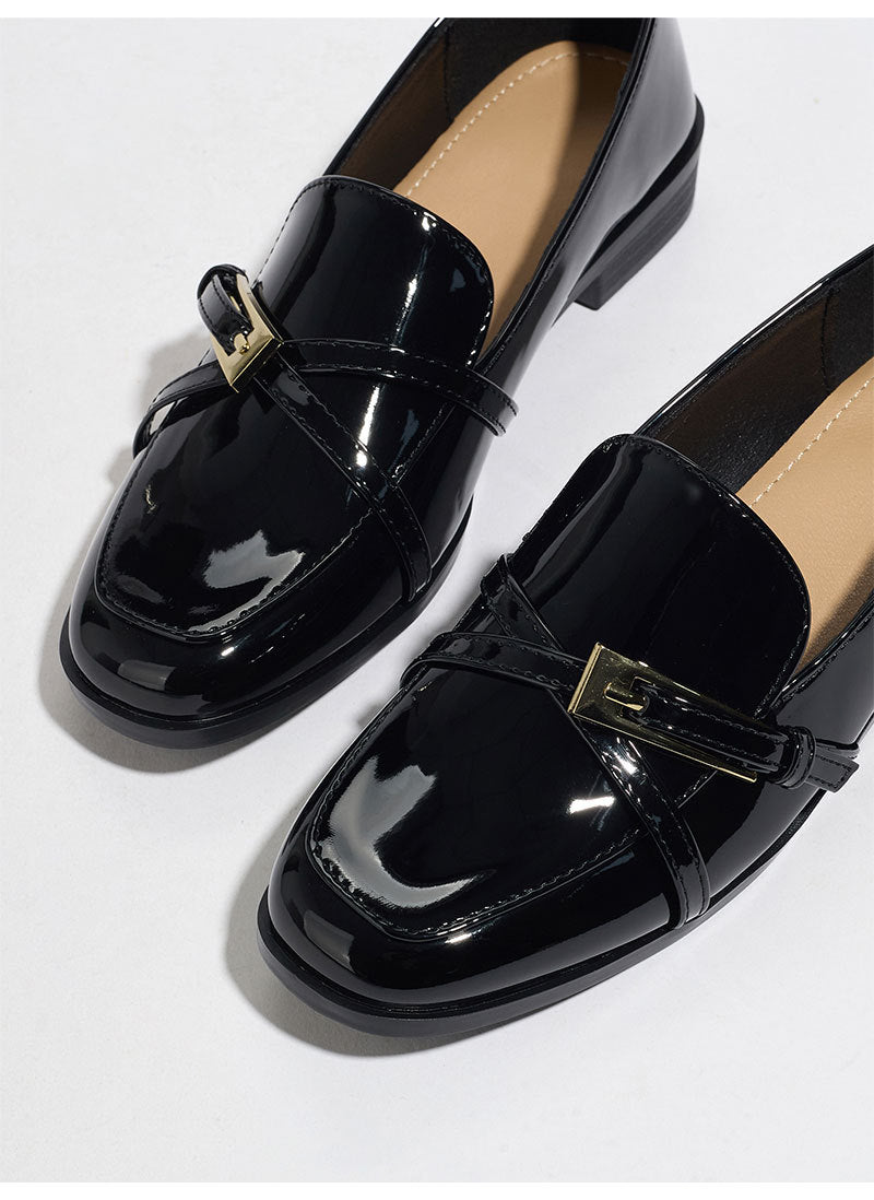 Moncelia Ophelie Patent Square Toe Bar Loafers