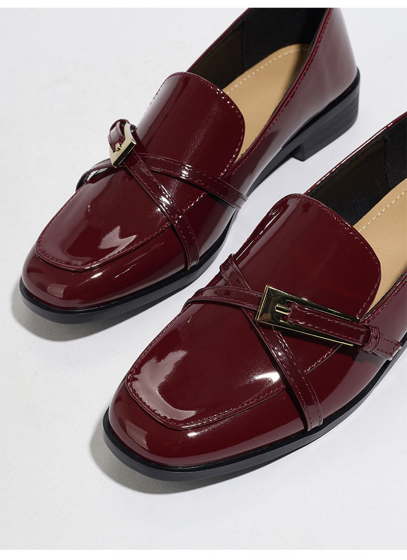Moncelia Ophelie Patent Square Toe Bar Loafers
