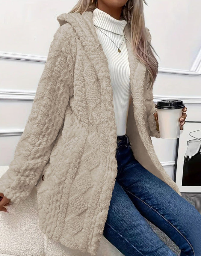Moncelia Embla Hooded Sherpa Fleece Button Jacket