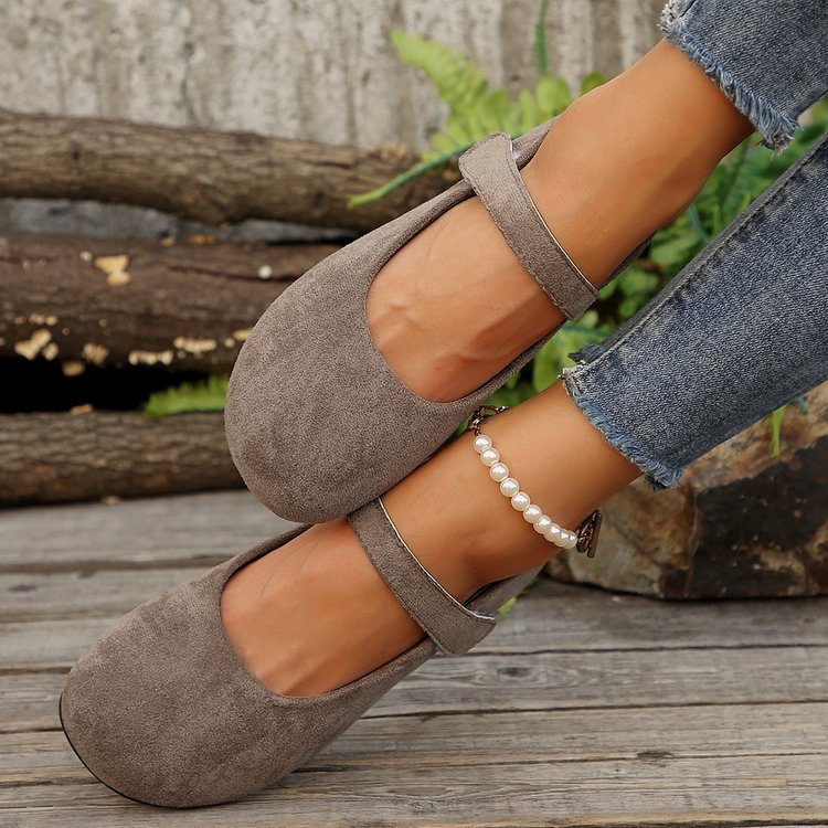 Moncelia Cindy Soft Faux Suede Mary Jane Flats
