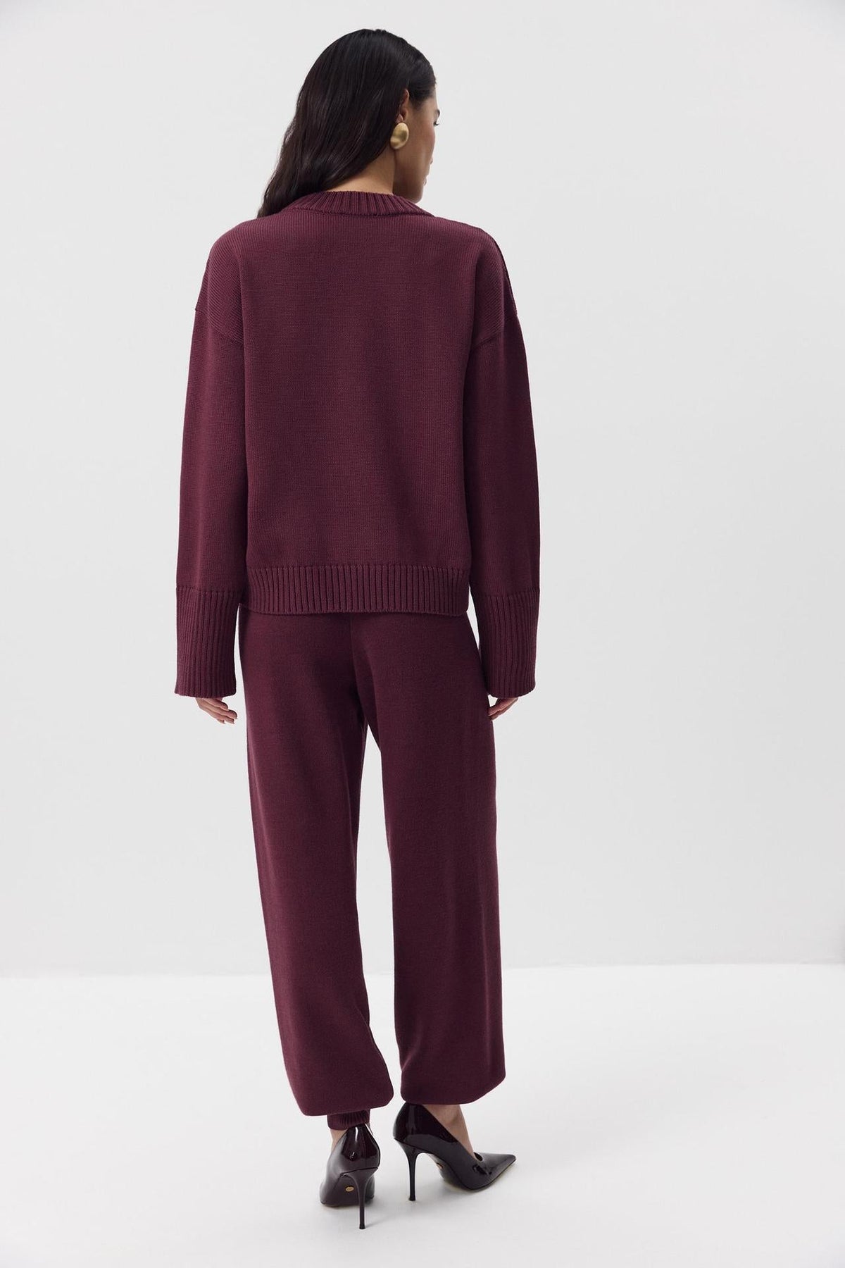 Moncelia Ottilia Cotton-Blend Crew Neck Drop Shoulder Sweater