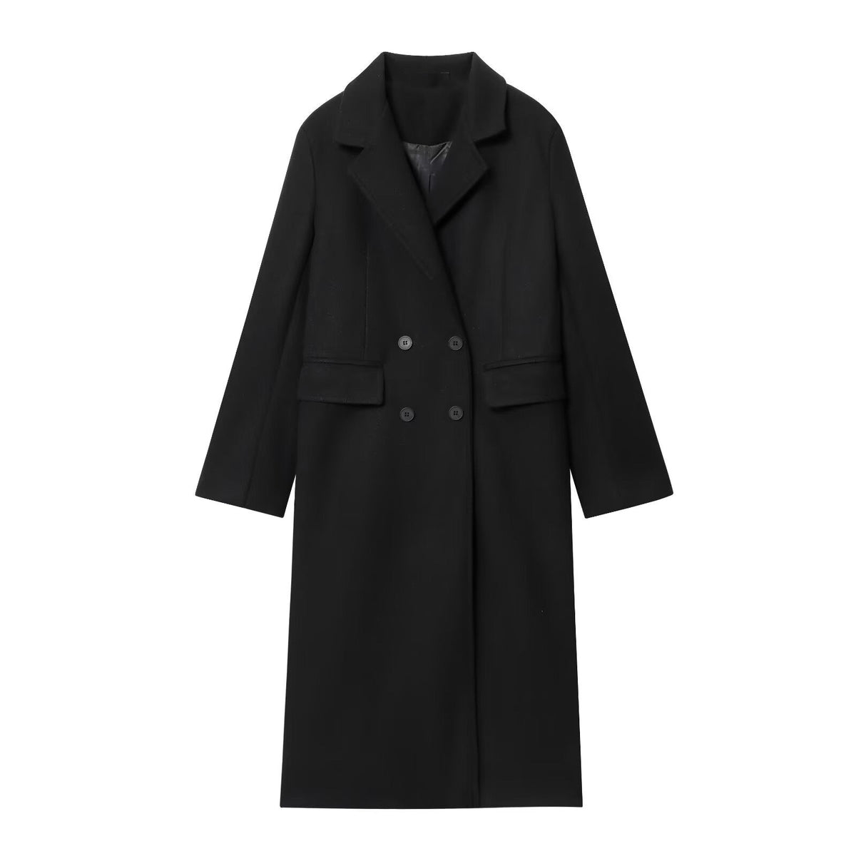 Moncelia Esme Double-Breasted Longline Wool-Blend Coat