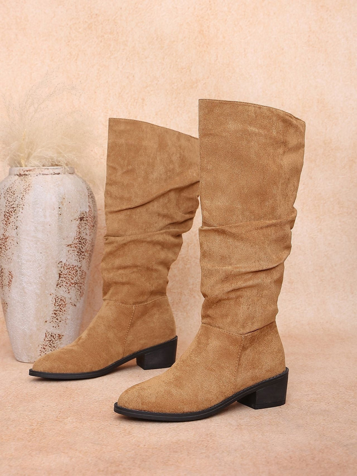 Moncelia Fleur Slouchy Faux Suede Knee-High Boots