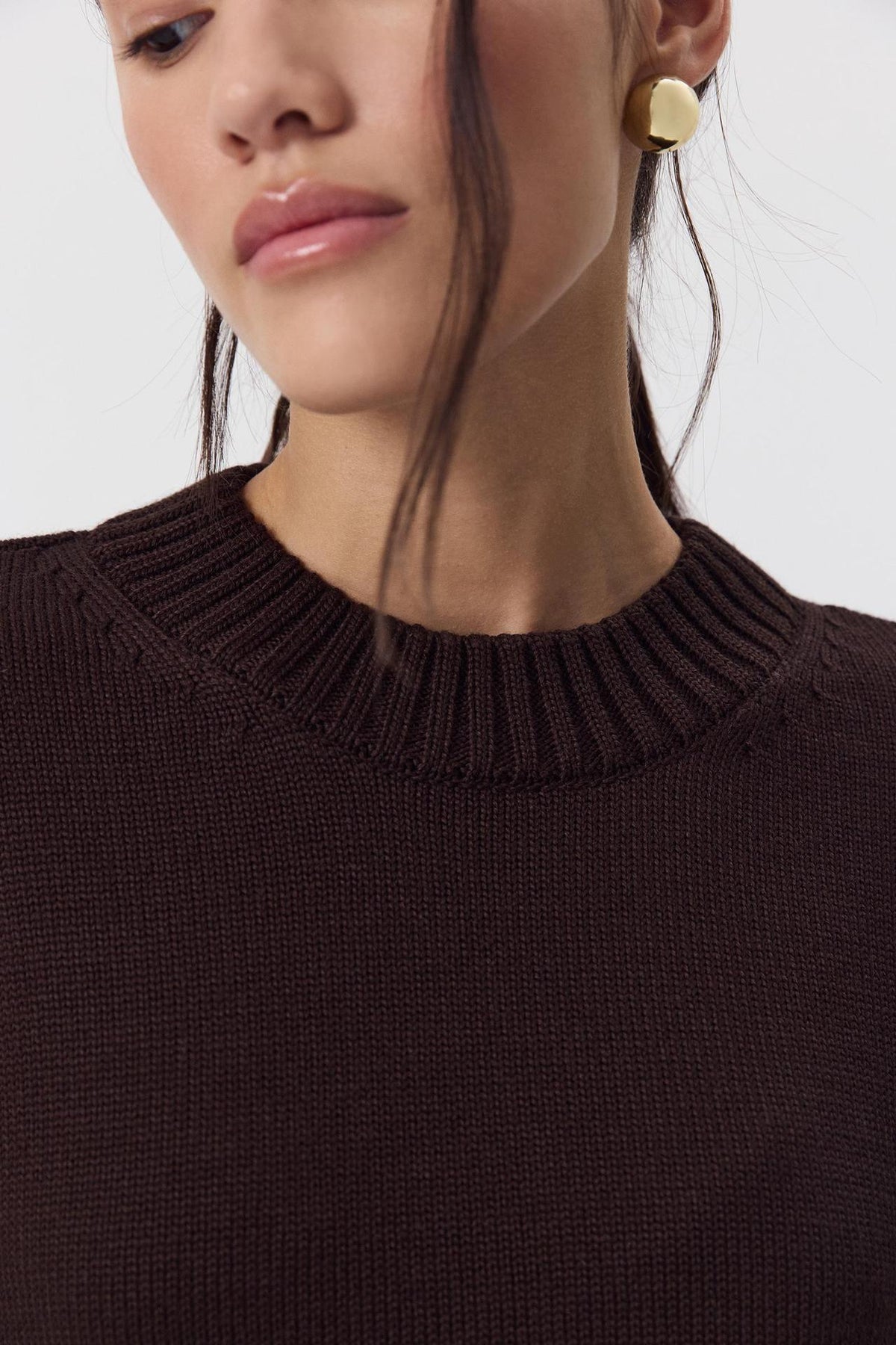 Moncelia Ottilia Cotton-Blend Crew Neck Drop Shoulder Sweater