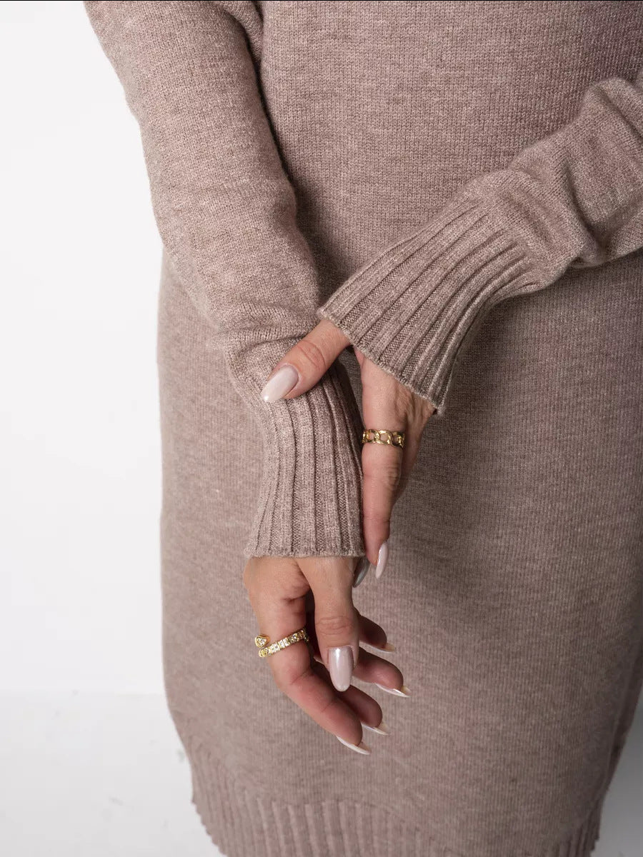 Moncelia Vibeke Turtleneck Knit Sweater Dress