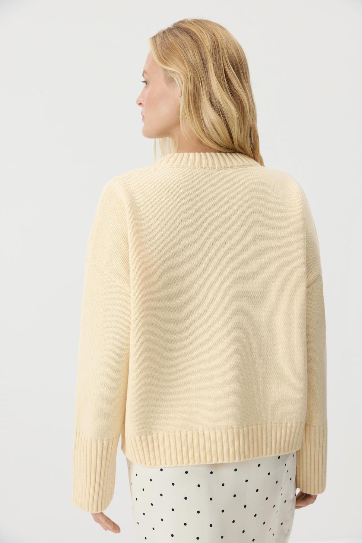 Moncelia Ottilia Cotton-Blend Crew Neck Drop Shoulder Sweater