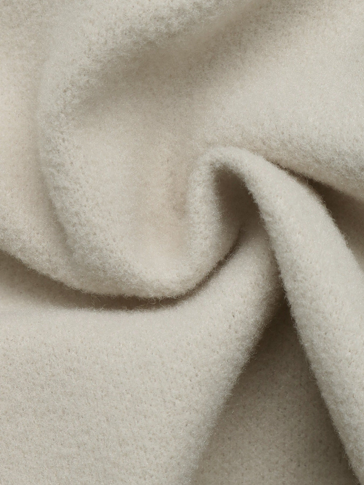 Margo & Main cream wool blend short coat — close-up of the soft brushed wool blend fabric