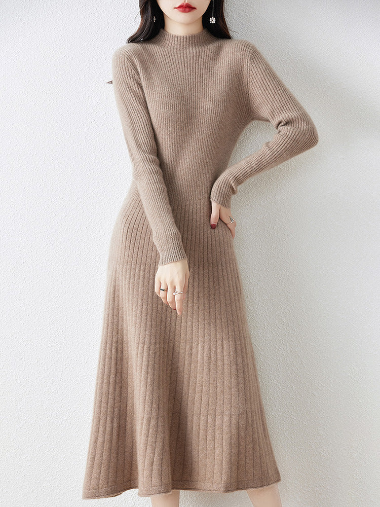 Moncelia Viola Ribbed Wool-Blend Sweater Dress
