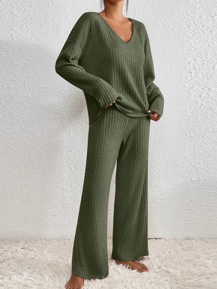 Moncelia Esra Ribbed Knit Wide-Leg Lounge Set