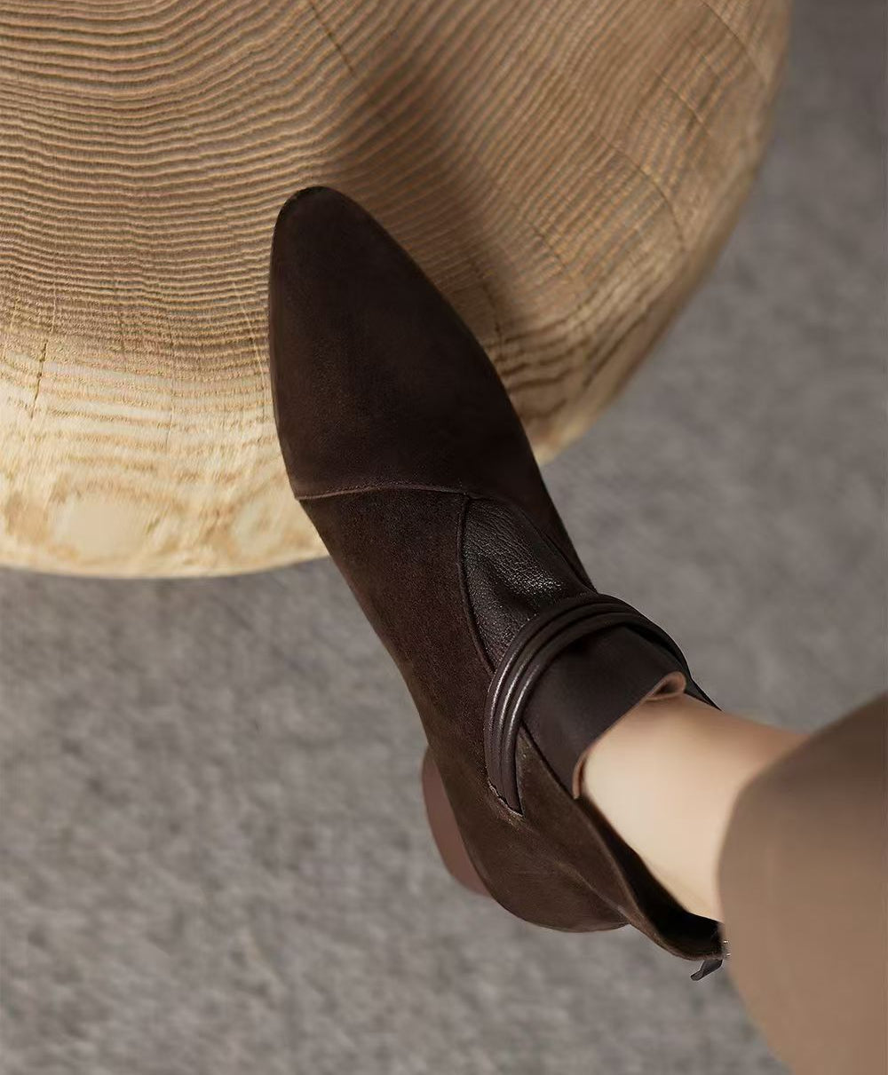 Moncelia Fabia Pointed-Toe Faux Suede Ankle Boots