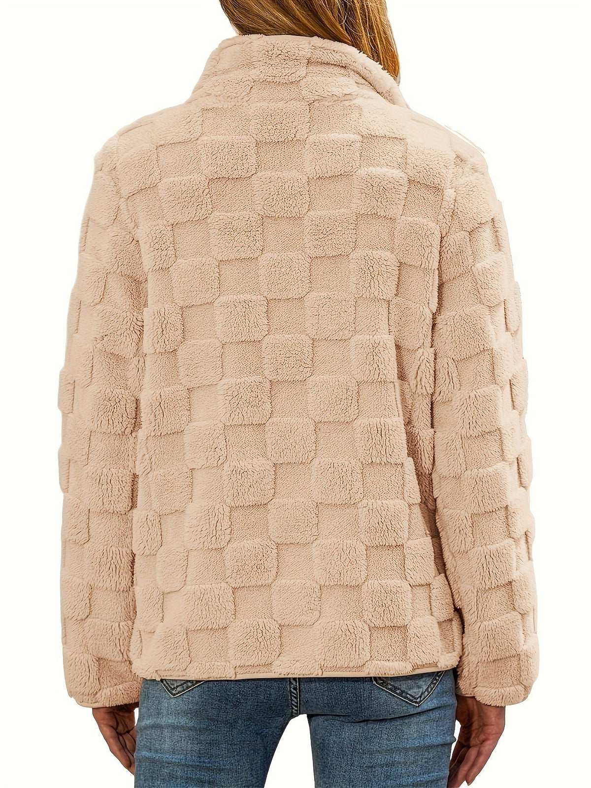 Moncelia Pilar Checkered Fleece Zip-Up Jacket