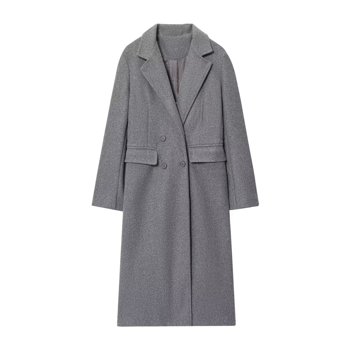 Moncelia Esme Double-Breasted Longline Wool-Blend Coat