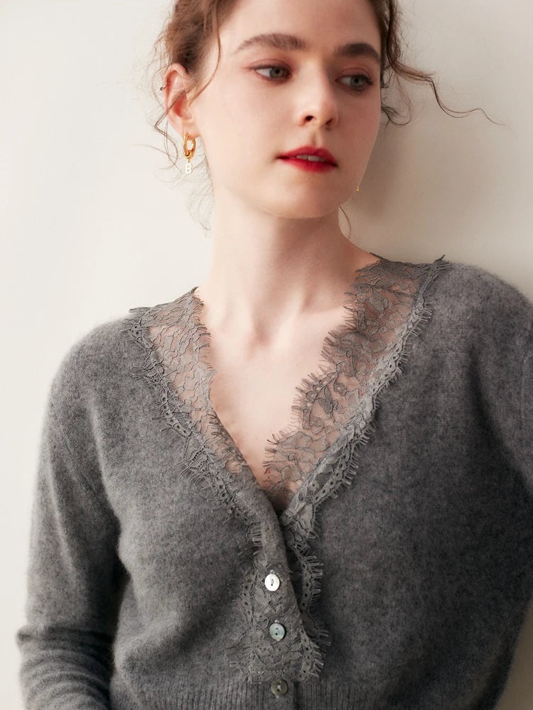 Moncelia Amelia Cashmere-Blend Lace Cardigan