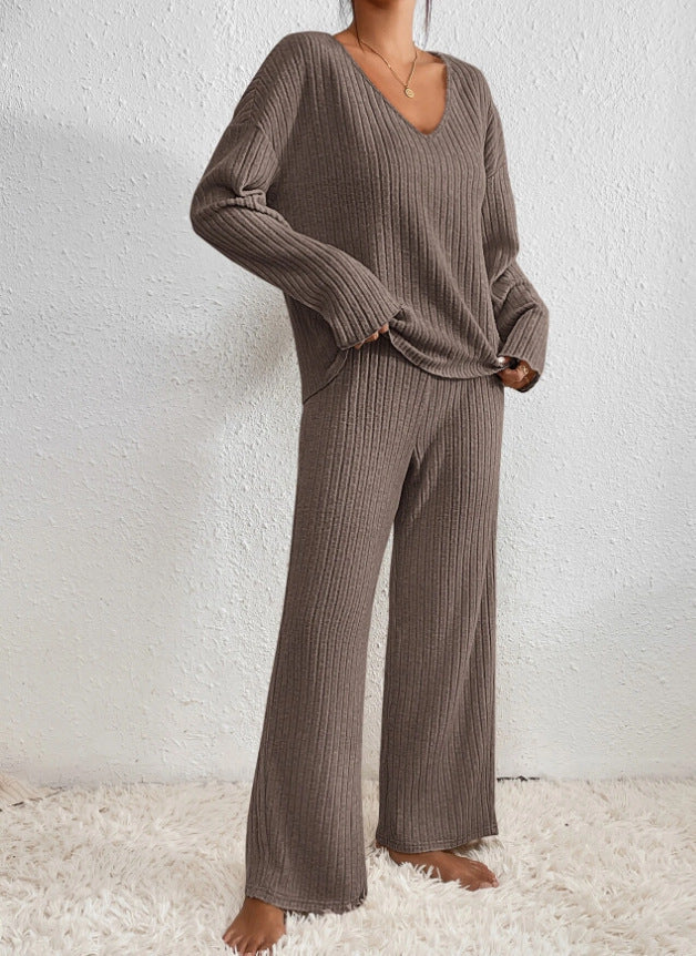 Moncelia Esra Ribbed Knit Wide-Leg Lounge Set