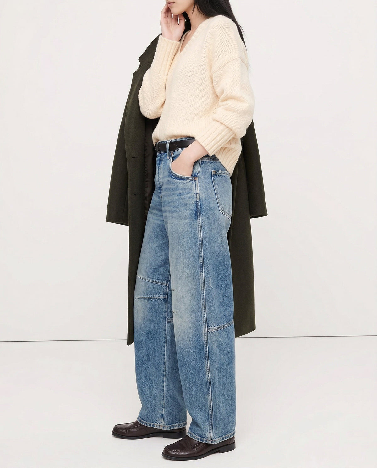 Moncelia Kathleen Sculpted Barrel Leg Denim Jeans