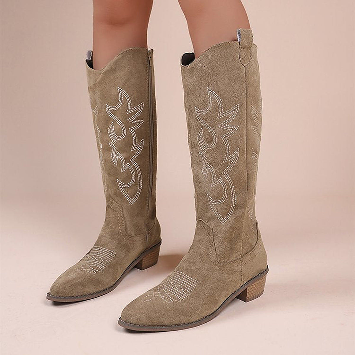 Moncelia Jehanne Embroidered Knee-High Western Boots