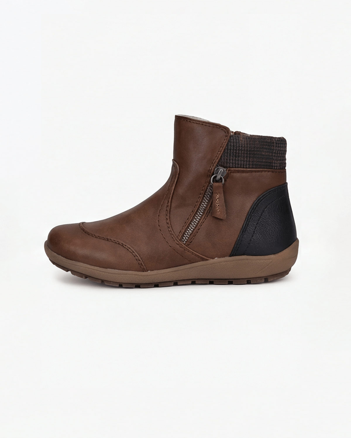 Moncelia Casilda Knit-Collar Flat Ankle Boots