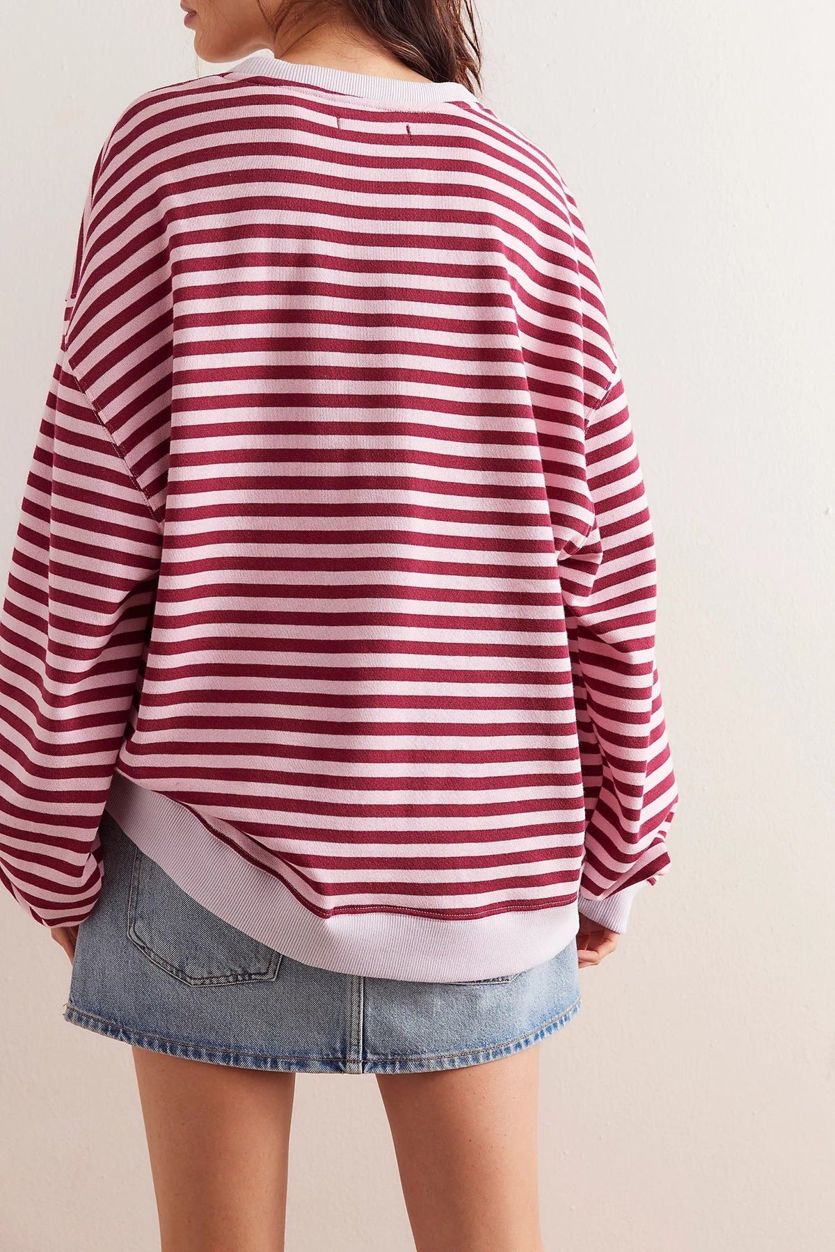 Moncelia Flore Striped Oversized Crewneck Sweater