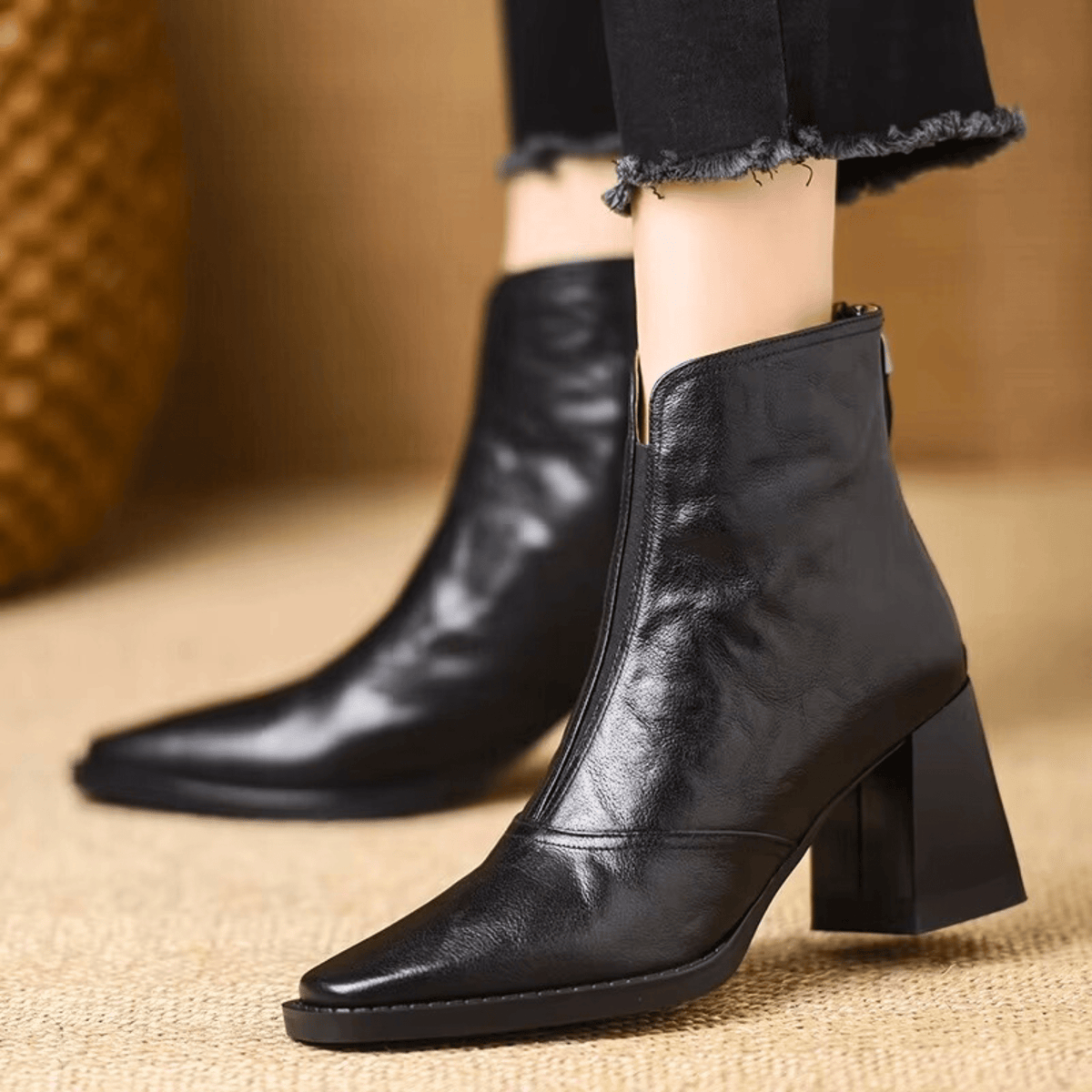 Moncelia Orsola Square-Toe Ankle Boots