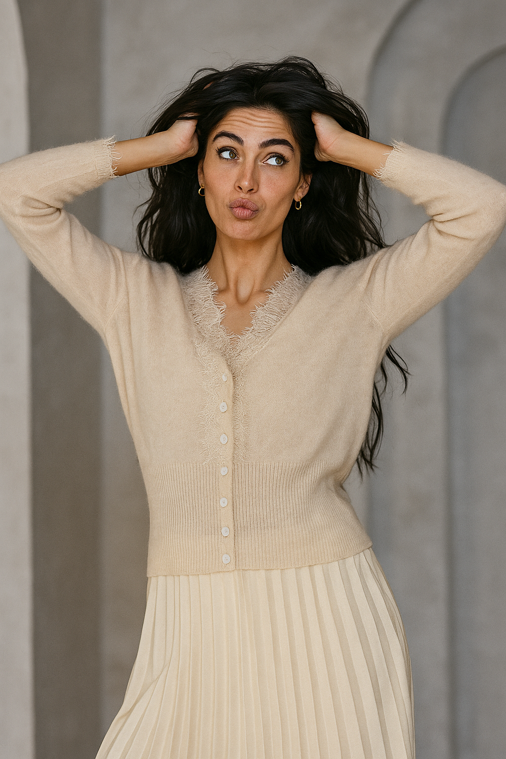 Moncelia Amelia Cashmere-Blend Lace Cardigan