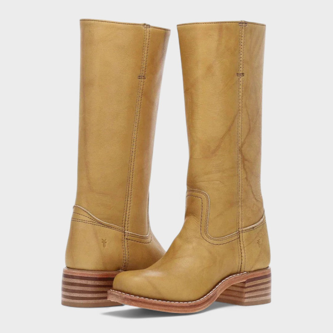 Moncelia Ulla Stacked-Heel Pull-On Knee-High Boots