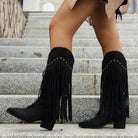 Moncelia Mira Fringe Trim Mid-Calf Western Boots