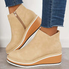Moncelia Theodora Side-Zip Wedge Platform Ankle Boots