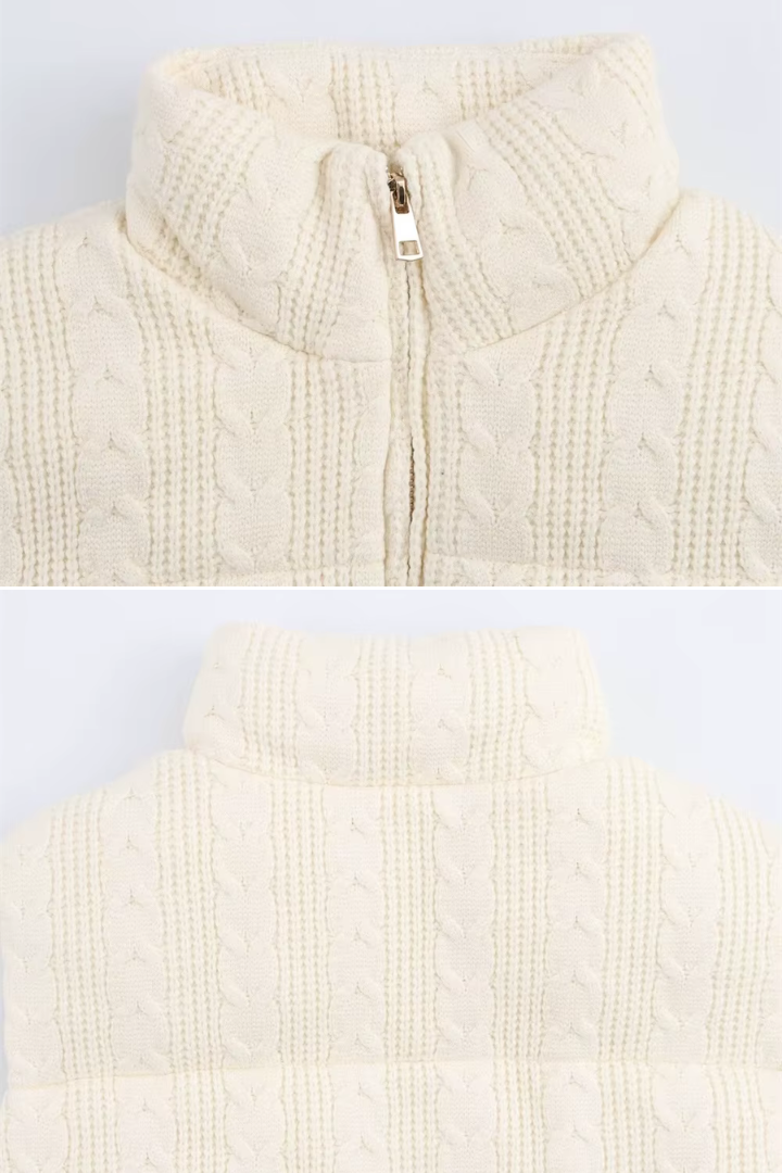 Moncelia Vigdis Cable-Knit Quilted Puffer Vest