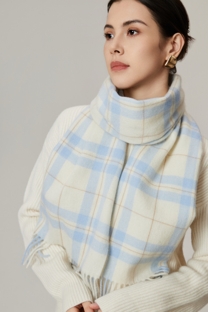 Moncelia Belmere Wool-Blend Checked Scarf
