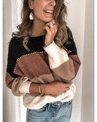 Moncelia Manuela Color Block Crew Neck Sweater