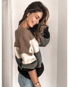 Moncelia Manuela Color Block Crew Neck Sweater