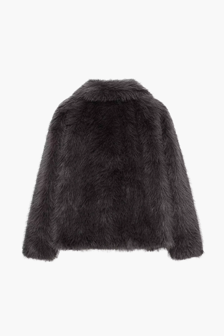 Moncelia Ebba Faux Fur Wide Collar Short Coat