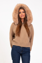 Moncelia Inga Faux Fur Hood Knit Bomber Jacket