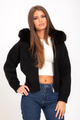 Moncelia Inga Faux Fur Hood Knit Bomber Jacket