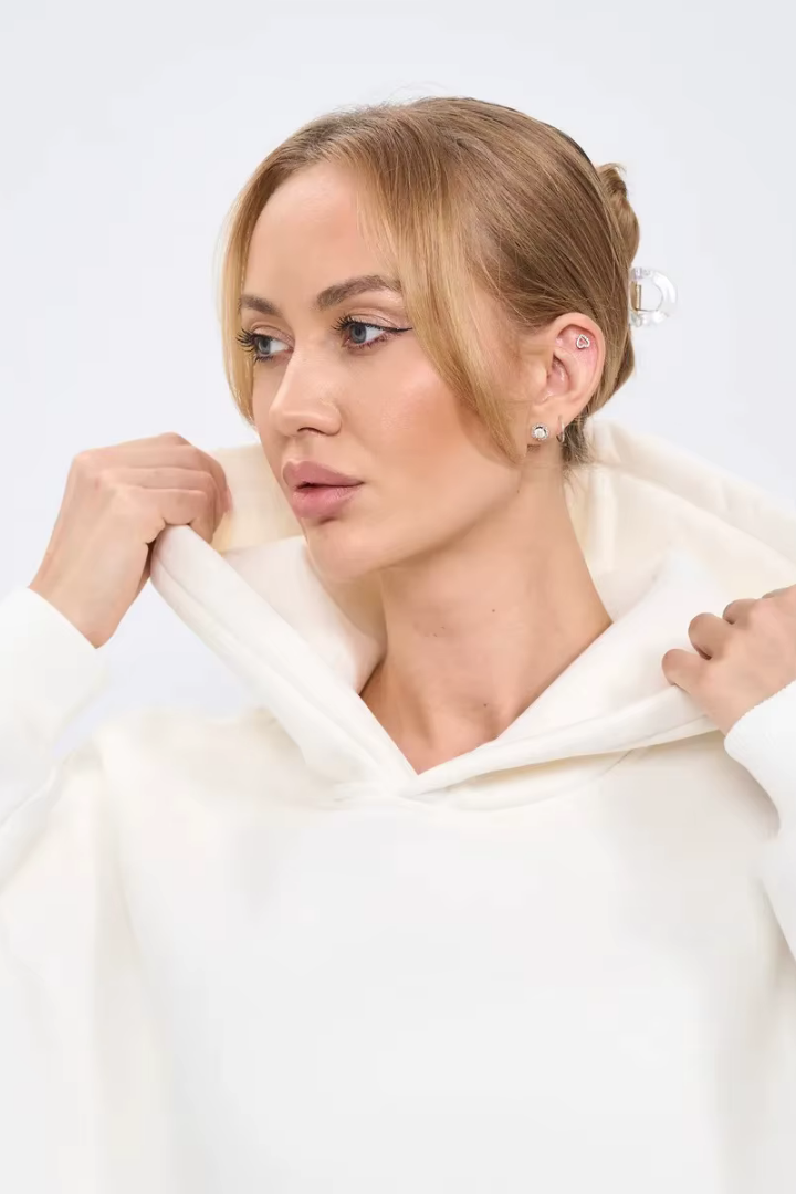 Moncelia Kerstin Cotton Oversized Hooded Fleece Sweatshirt